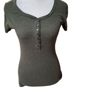 Mudd Dark Green Short Sleeve Henley Top
